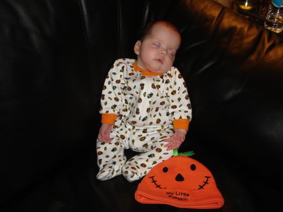 Jenna dressed as a pumpkin