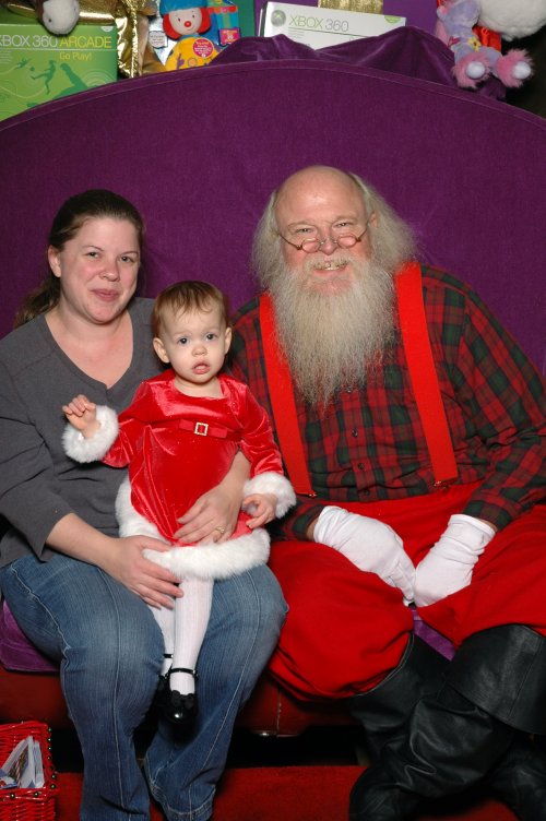 Jenna, Mommy, and Santa.